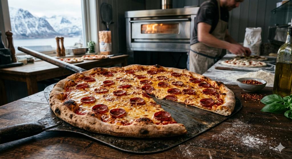 A professional 3x3 grid comparison chart visualizing nine distinct pizza styles on a rustic wooden table. Includes Neapolitan, Roman In Teglia, NY Style, Chicago Deep Dish, Sicilian, Detroit, Contemporanea Canotto, Argentinian Fugazzetta, and Traditional Turkish Pide.