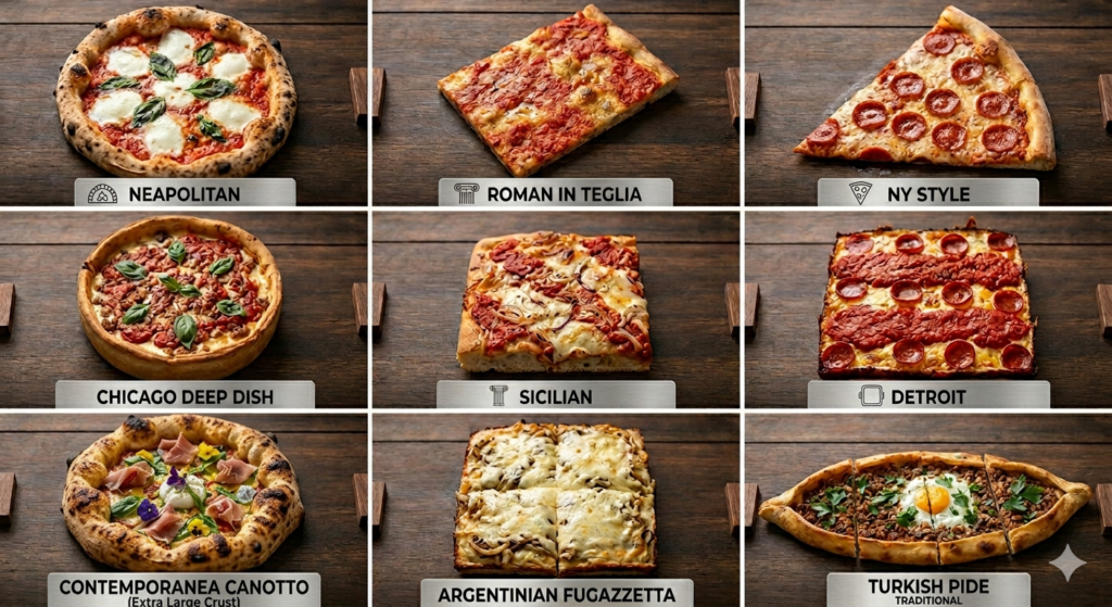 An artisan pizza baked in the Contemporary 